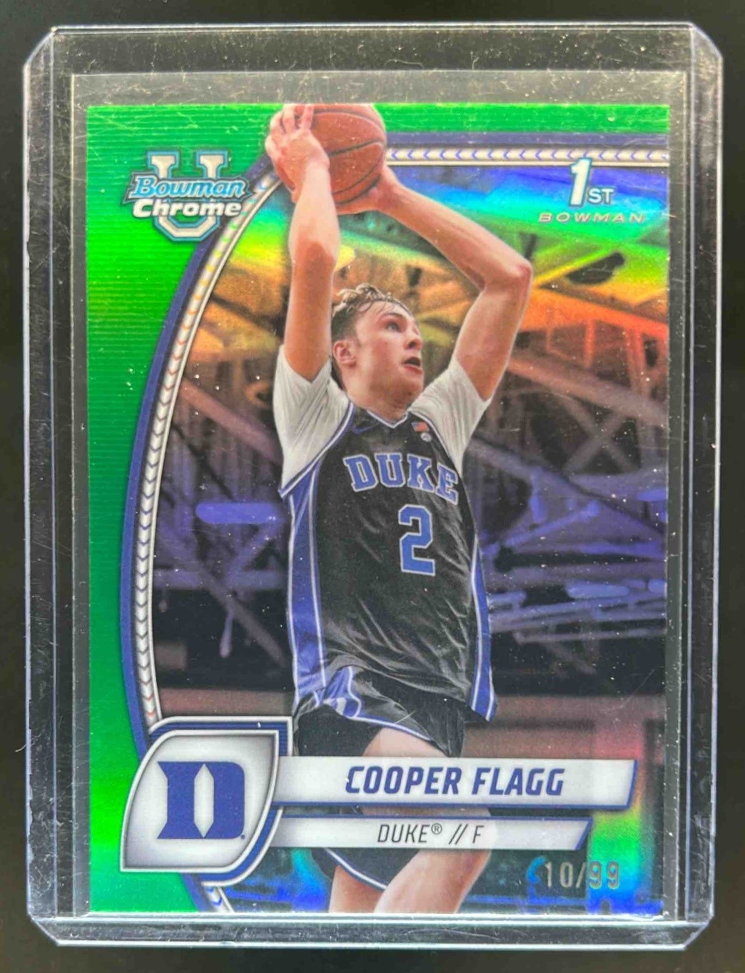 2024-25 Bowman Chrome U Cooper Flagg 1st Prospect Green Refractor #10/99