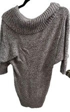 A. Byer Sweater Dress Womans Gray Long Sleeve L Knit Cowl Neck Preppy Academia 