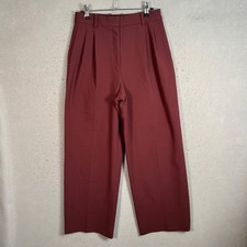 Babaton Womens Size 6 Burgundy Pleated Trousers Wide Leg Pants