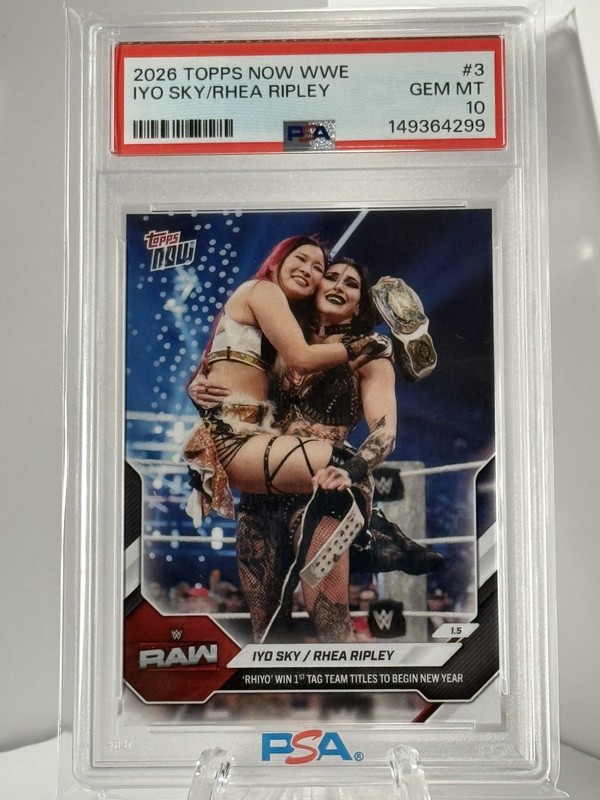 2026 Topps NOW WWE #3 Iyo Sky/Rhea Ripley Rhiyo 1st Tag Titles PSA 10 Gem Mint