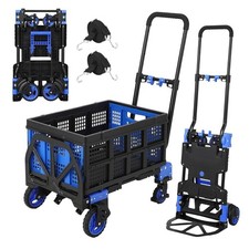 330lbs Folding Cart Dolly Collapsible Trolley Push Hand Truck Basket Moving
