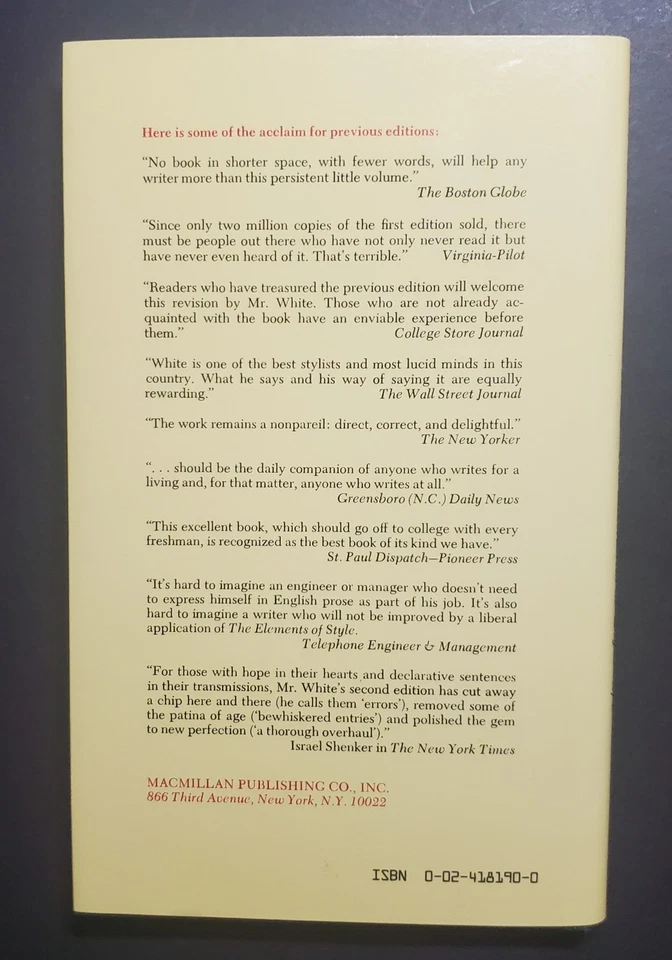 Vintage Strunk & White The Elements of Style, Third Edition (1979 Hardcover) - Image 4 of 4