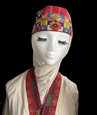 VINTAGE CENTRAL ASIAN SILK EMBROIDERY HEAD DECORATION