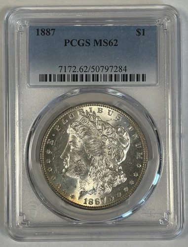 1887 Morgan Silver $1 Dollar Coin PCGS MS 62