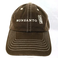 Monsanto Strapback Baseball Cap Brown Cotton Adjustable Embroidered Logo Legend