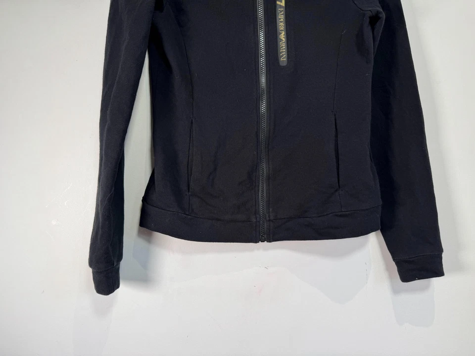Chaqueta Emporio Armani EA7 Mujer Pequeña Negra Cremallera Bolsillo Manga Larga Chándal Prenda para el torso Foto 4 de 4