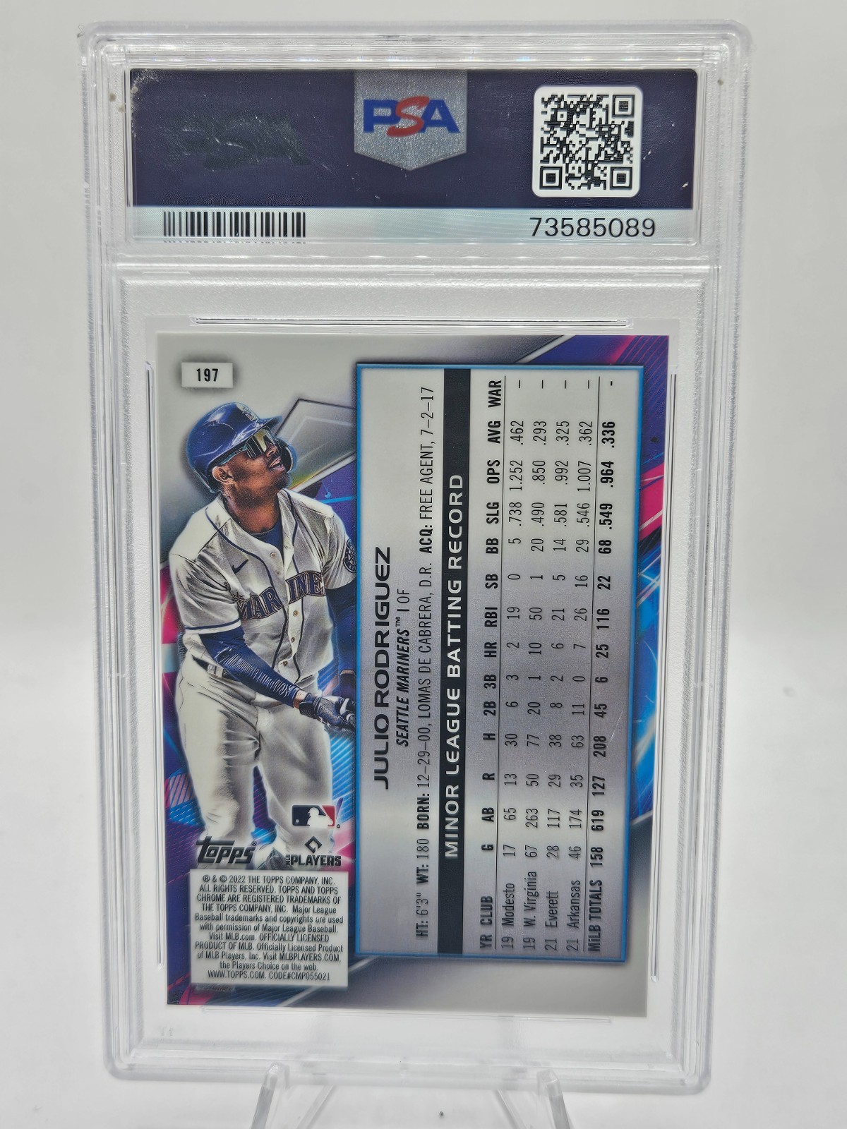 2022 Topps Cosmic Chrome - Julio Rodriguez #197 (RC) PSA 10 view 2
