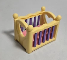 Vintage Tyco Quints Yellow Purple Baby crib 1990 Blip Toys