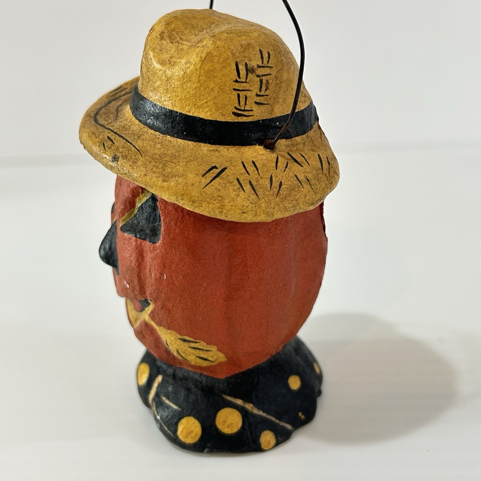 Vintage Inspired Scarecrow Pumpkin Candy Pail Bucket Jack-O-Lantern Paper Mache