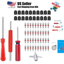 Valve Stem Removal Tool - 40Pcs Valve Cores, 4-Way Valve Tool, Valve Core Rem...