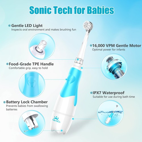 Spazzolino Elettrico Bambino Bambini Età 1-2-3 Anni, Spazzolino Elettrico Bambino... - Foto 4 di 6
