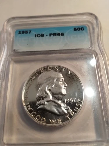 1957 50C Silver Proof Franklin Half Dollar  ICG PF 66 Lot 2