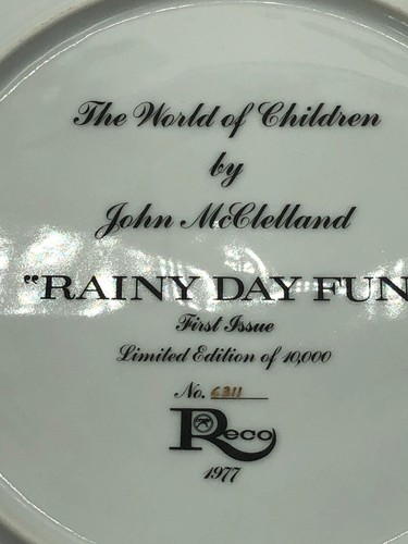 RECO 'Rainy Day Fun' John McClelland Collector Plate 6311/10000 - Picture 16 of 16