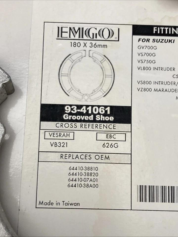 ZAPATOS DE FRENO EMGO 93-41061 ORIGINALES NUEVOS Foto 2 de 4