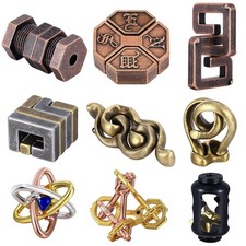 9 Pcs 3D Steel Metal Brain Teaser Puzzles for Adults Logic IQ Puzzle Set