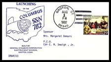 USS COLUMBUS SSN-762 LAUNCHING AUG 01 1992 GROTON CT NAVAL CACHET BX2