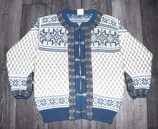 DALE OF NORWAY WOOL UNISEX KNIT CARDIGAN SWEATER PURE NEW WOOL SIZE 48 SMALL 