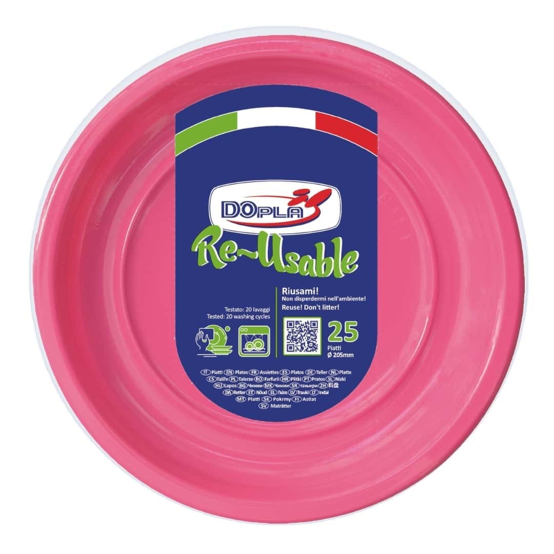 Soup Plates Reusable Fuchsia 20.5 Cm 25 Pcs In Plastic - DOPLA - Birthday Party