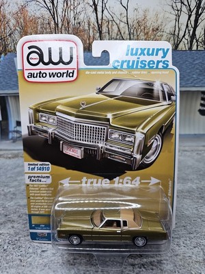 Auto World 1:64  Luxury Cruisers 1975 Cadillac ElDorado Gold Poly BAD CARD 
