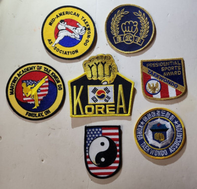 Lot of 7 TAEKWONDO Martial Arts Patches - Mid American, KOREA & More