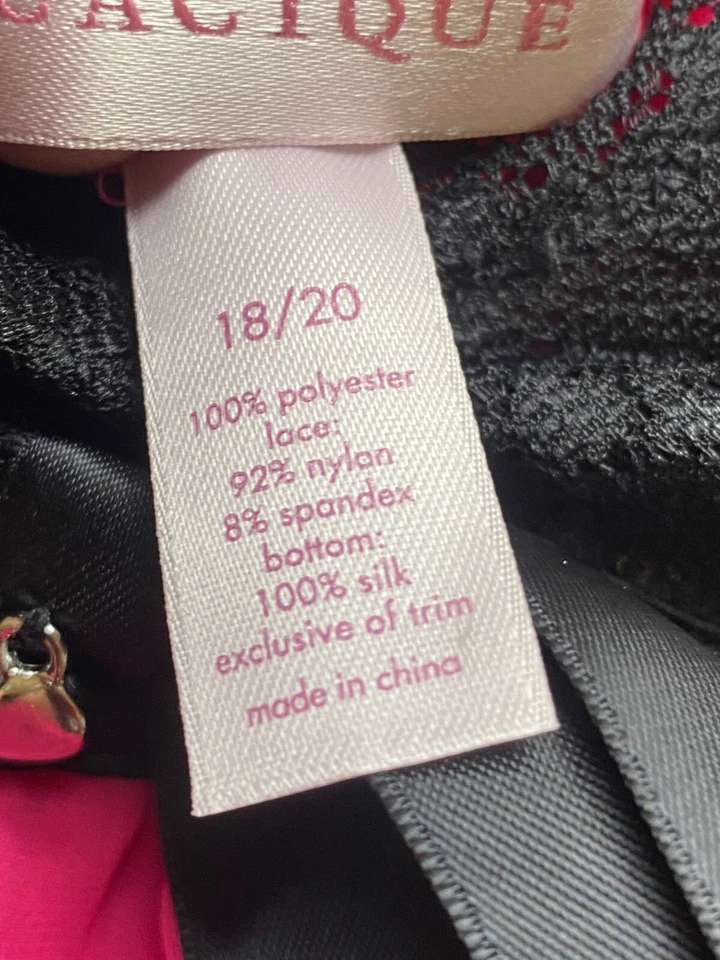 Camisón Cacique Mujer 18/20 Negro Rosa Lencería Nylon Spandex Babydoll Encaje Foto 4 de 4