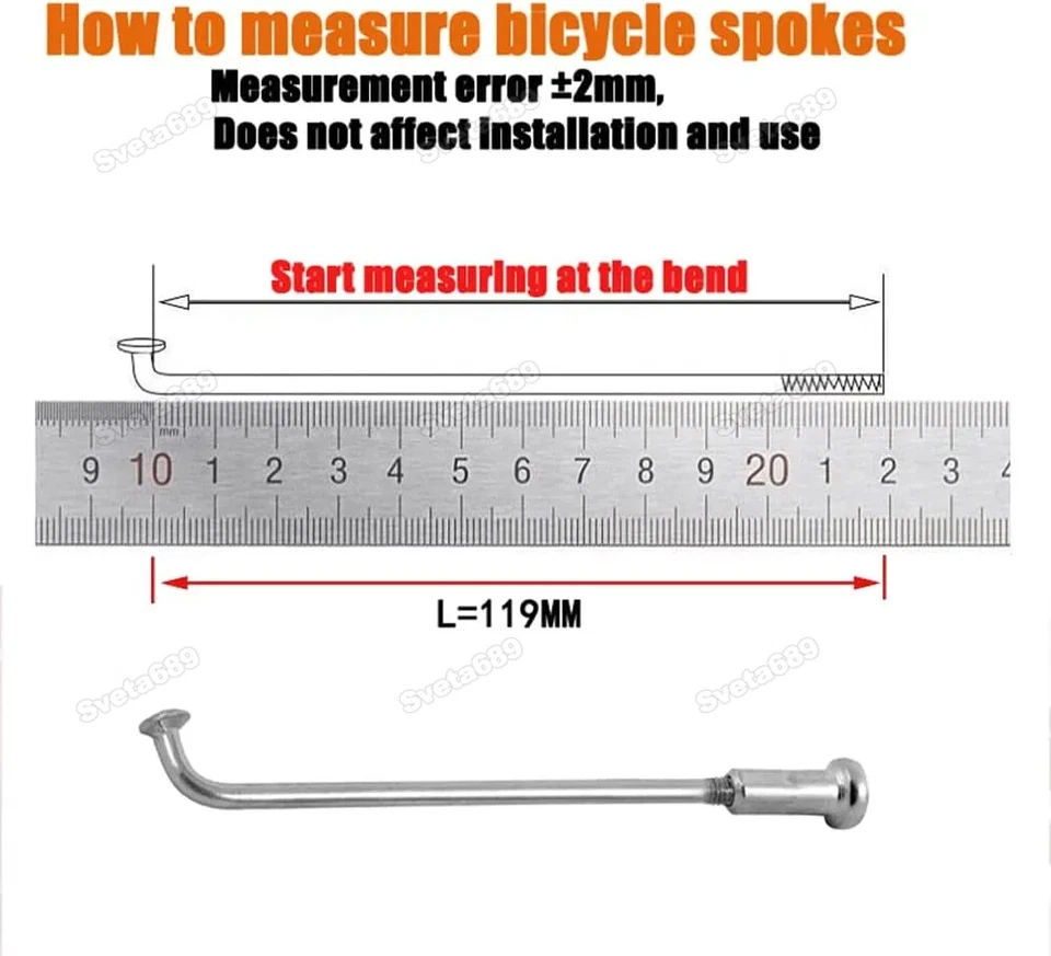 80-280mm 14G 2mm Negro Bicicleta Eléctrica E-bike Rueda Neumático Radios de Acero 36 Piezas Foto 3 de 4