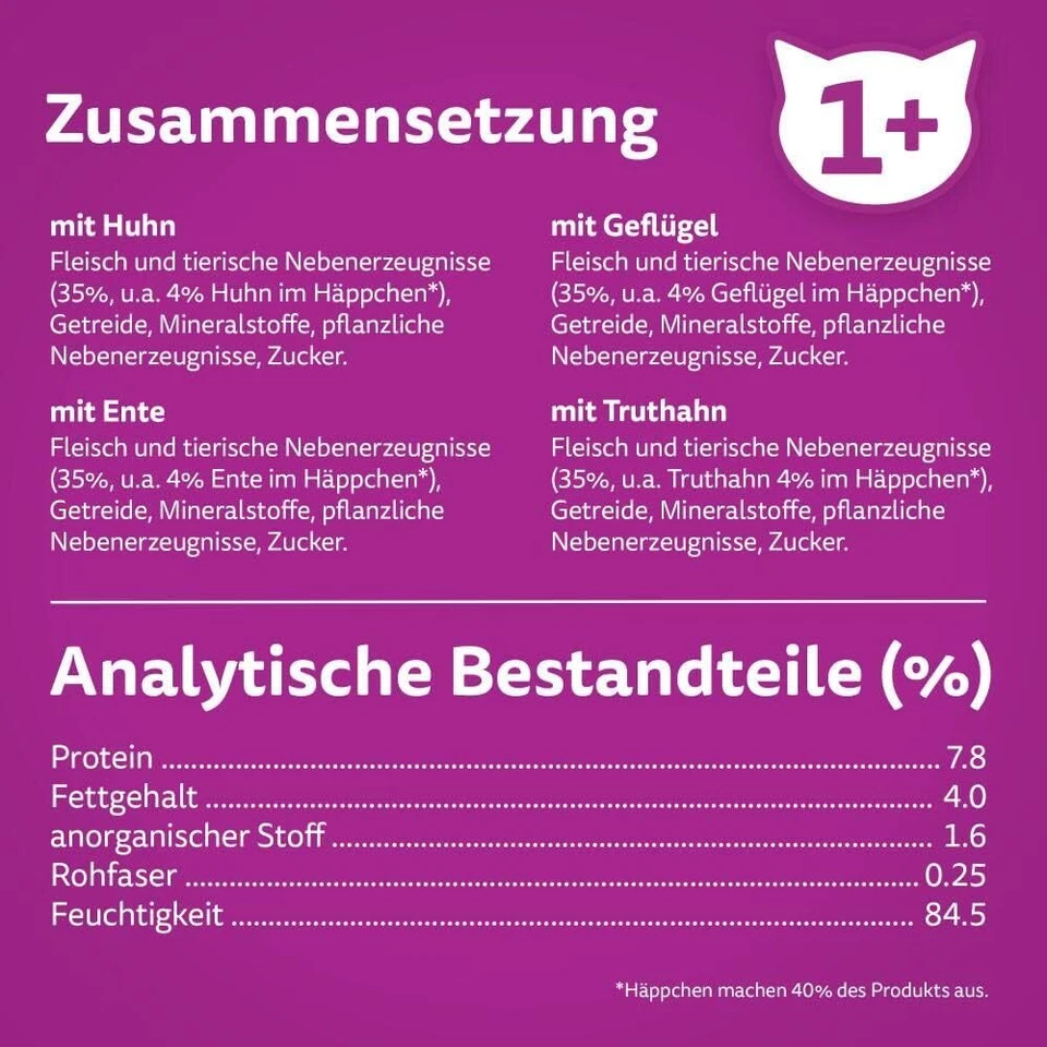 Whiskas 1+ Ragout Katzennassfutter – Geflügelauswahl in Gelee – Hochwertiges - Bild 4 von 4
