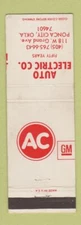 Matchbook Cover - AC GM Auto Electric Ponca City OK WEAR