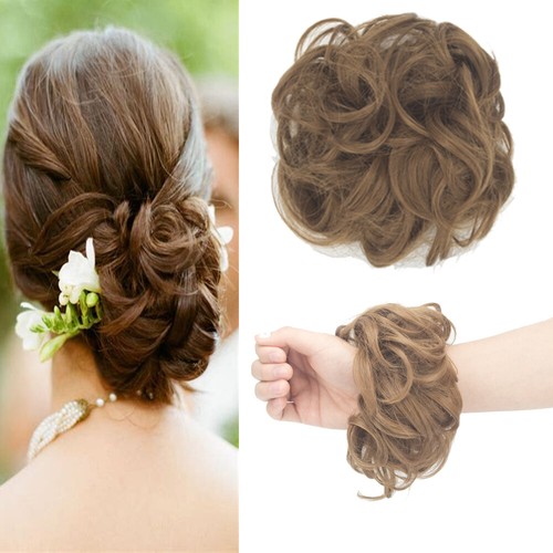 USA Hair Extensions Curly Messy Bun Hairpiece Scrunchie Wrap Ponytail Updo Wrap - Picture 5 of 25