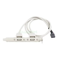 Dual USB 2.0 Port Back Panel Slot Bracket 10Pin Motherboard Header Data Cable 