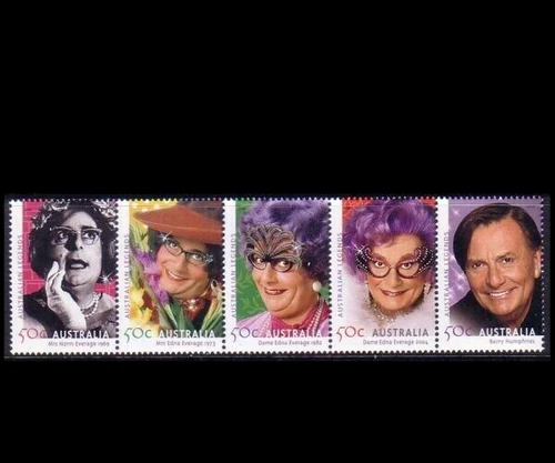 MINT 2006 AUSTRALIAN LEGENDS BARRY HUMPHRIES DAME EDNA STAMP SET