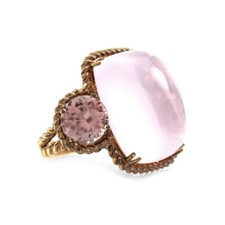 30.99ct Rose Quartz and 7.82ctw Pink Zircon Ring in 18K Rose Gold