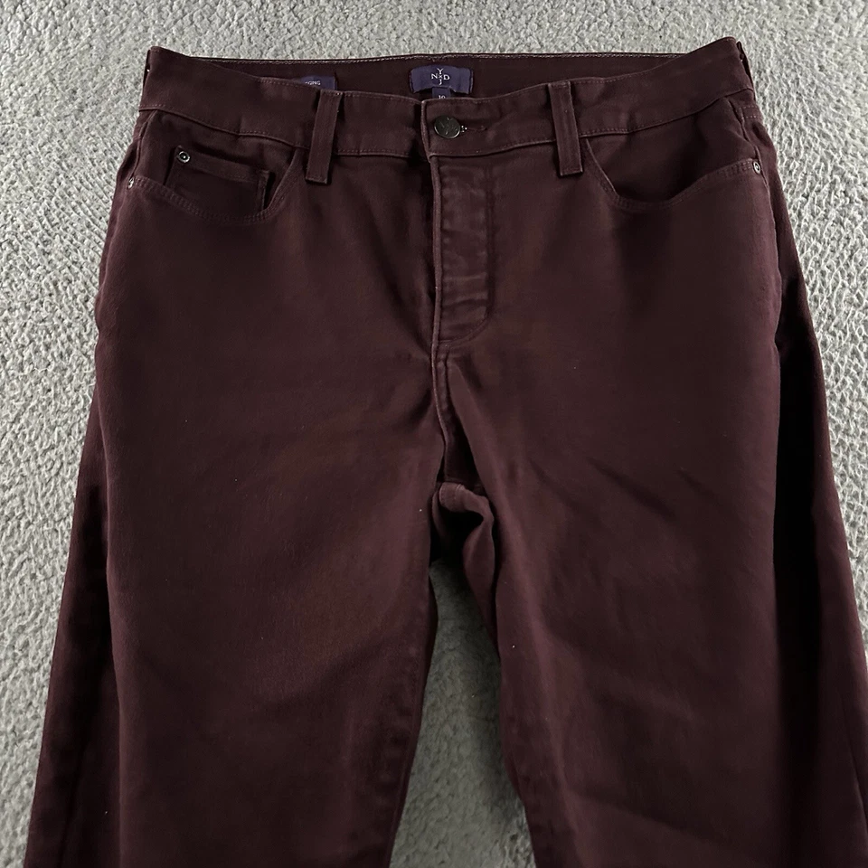 NYDJ Womens Pants Burgundy Size 10 Alina Legging Mid Rise Denim Cotton Blend - Image 2 of 4