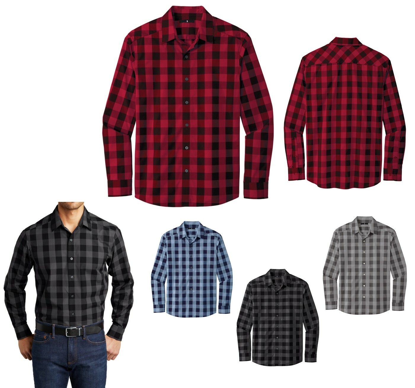 notley long sleeve large scale check shirt