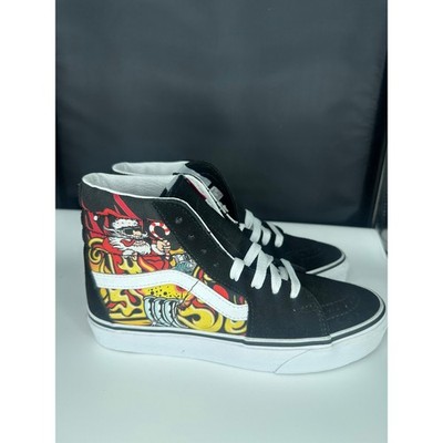 Vans Sk8-Hi Santa HotRod Flame High Top Sneakers Black Mens Sz 5.5 Womens Sz 7