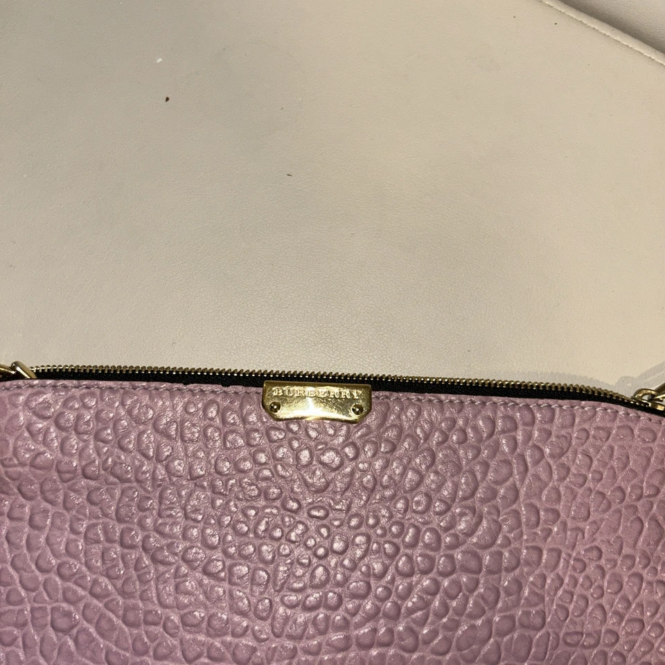 Authentic BURBERRY Signature Grain Leather Zip Clutch/Wristlet/Pouch Womens Pink - Image 2 of 4