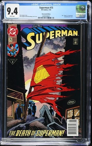 1993 Superman #75 First Printing Newsstand Variant Graded CGC 9.4 WP