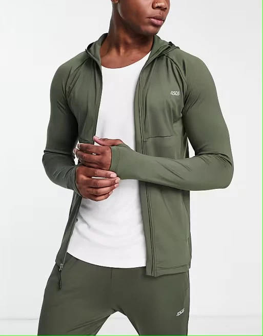Asos 4505 Icon Muscle Fit Training Gym Top Outfit Hoodie Quick Dry Army Green