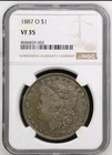 1887 O Morgan Silver Dollar NGC VF 35 Bx 1 13