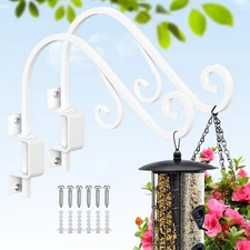 Swivel Plant Hangers Outdoor Metal Hanging White 16 in 2 Pack