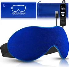 Heated Eye Mask Dry Heat Compress w Flaxseed Warm Temperature Timer Control