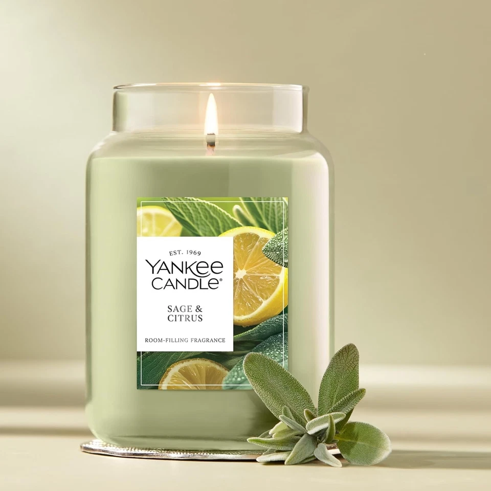 Yankee Candle Vela Perfumada Salvia y Cítricos, Tarro Grande 22oz con hasta 150 Horas B Foto 4 de 4