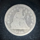 1841 25c G-VG Seated Liberty Quarter, Scarce Date~ AM14