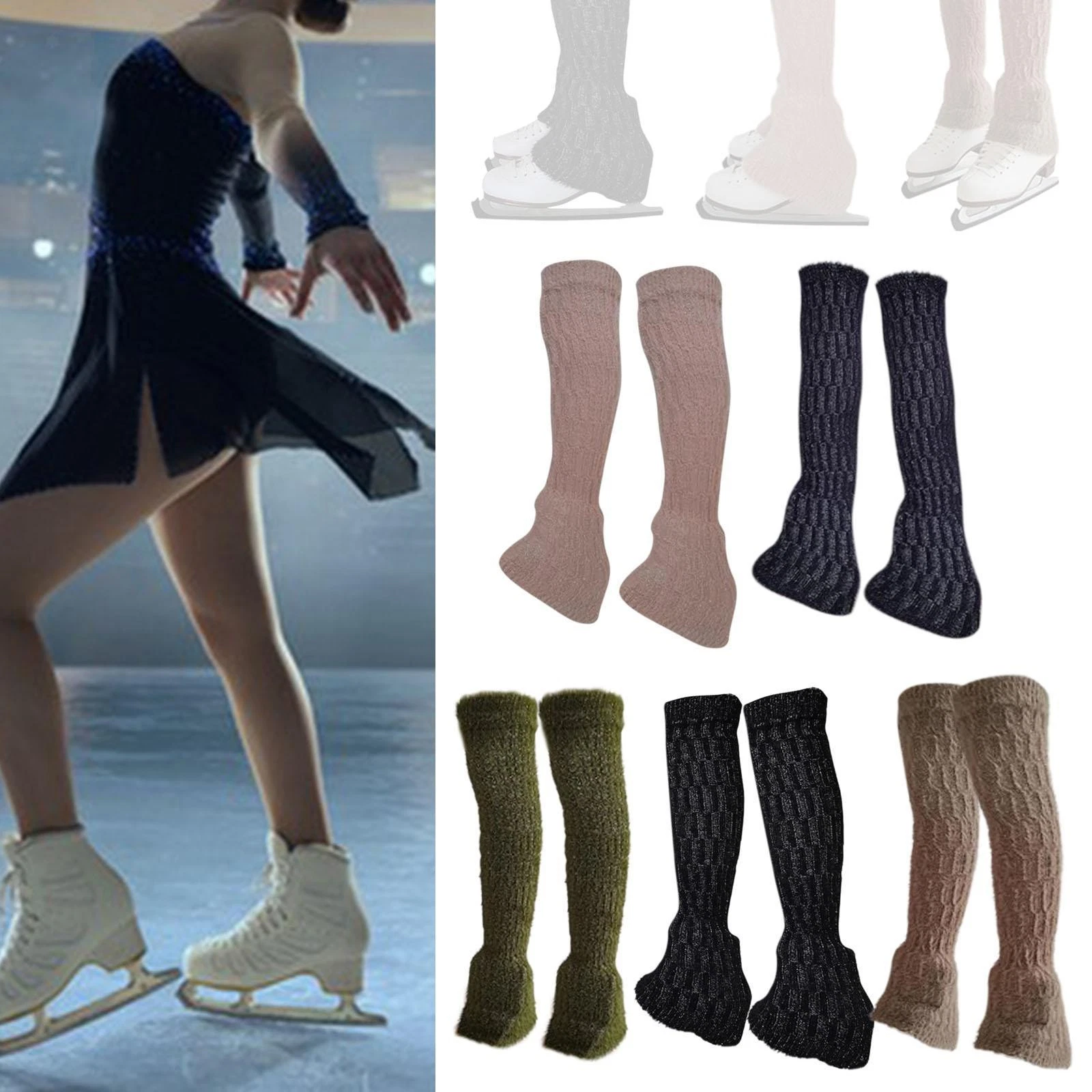 2 Pieces Figure Skating Leg Warmers Sleeves Clothing Accessory Warm Protectors