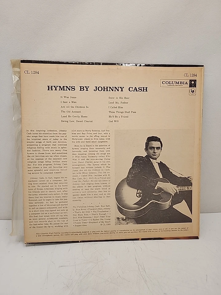 Johnny Cash ~ Hymns By Johnny Cash ~ 1959 Columbia CL 1284 Vinyl LP Very Good - Image 2 of 4