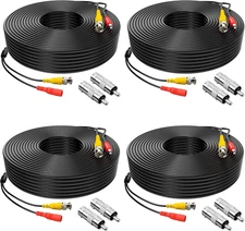 ® 4 Pack 100Ft Bnc Video Power Cable Security Camera Cable Wire Cord for CCTV Dv