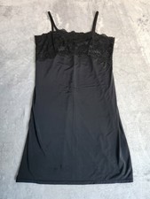 Cinema Etoile M Chemise Nightie Lingerie Slip Dress Black Stretch Lace Silky