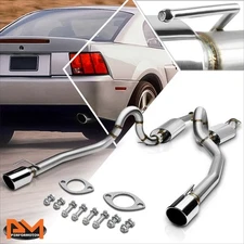 For 96-04 Ford Mustang GT V8 Dual 4" Oval Tip Muffler S.S Catback Exhaust System