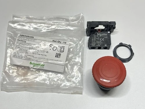 Schneider XB5AS542N Harmony Mushroom Head Pushbutton 40mm Turn To Release 1xNC