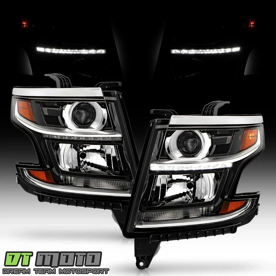 Par de faros proyectores LED DRL para Chevy Suburban Tahoe 2015-2020 HID/Xenón Foto 2 de 4